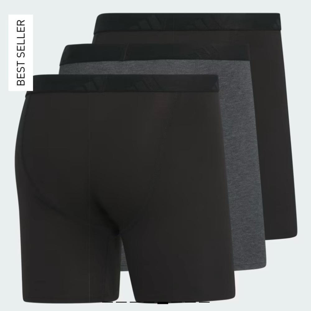 ADIDAS 3-Pack Luxe Comfort Boxer Briefs. Black/Heather Black. Size Large - Picture 4 of 11